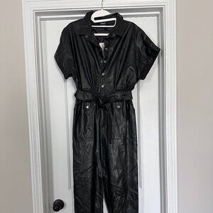 PU Belted Jumpsuit